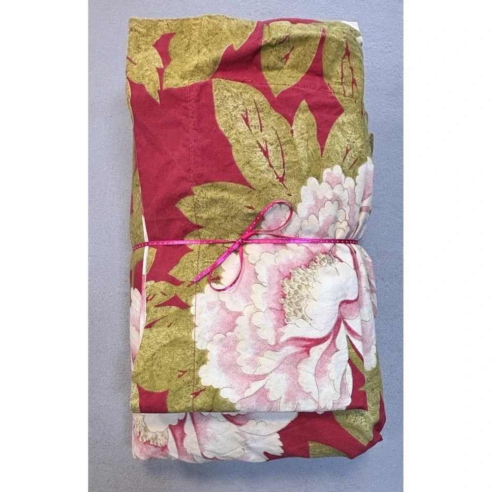 Sydney Pottery Barn King Duvet Cover Red Raspberry Pink White Peony + 1 Sham